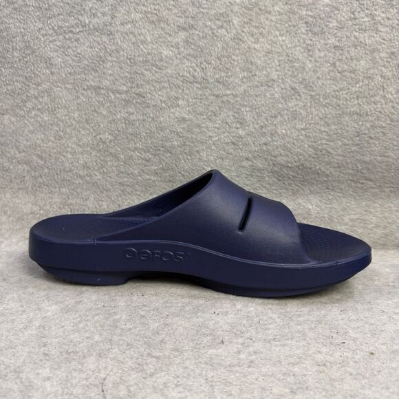OOFOS OOahh Slides Mens Size 11 Navy Blue Slip On Comfort Recovery Slides Sandal